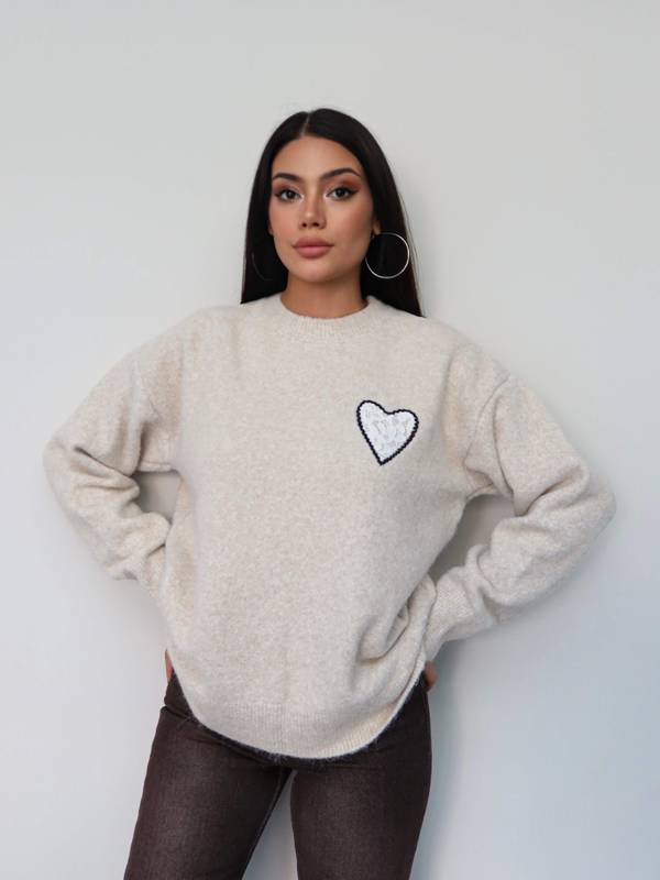 Lace Heart Detail Soft Knit Jumper