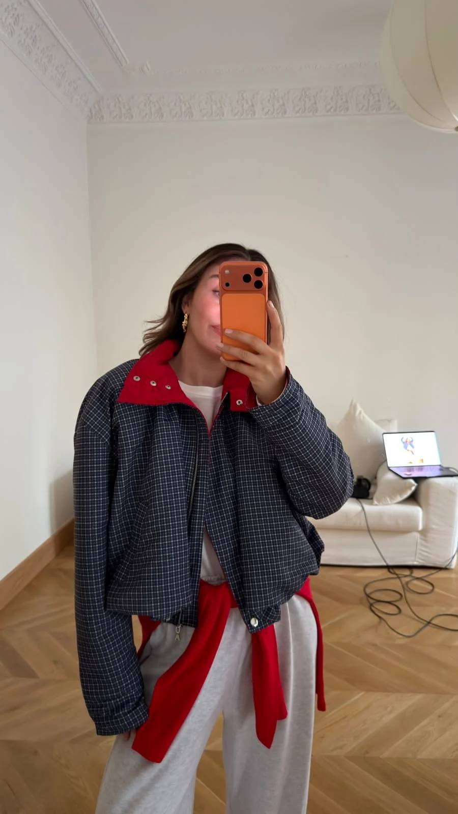 High Collar Plaid Oversized Puffer Jacket