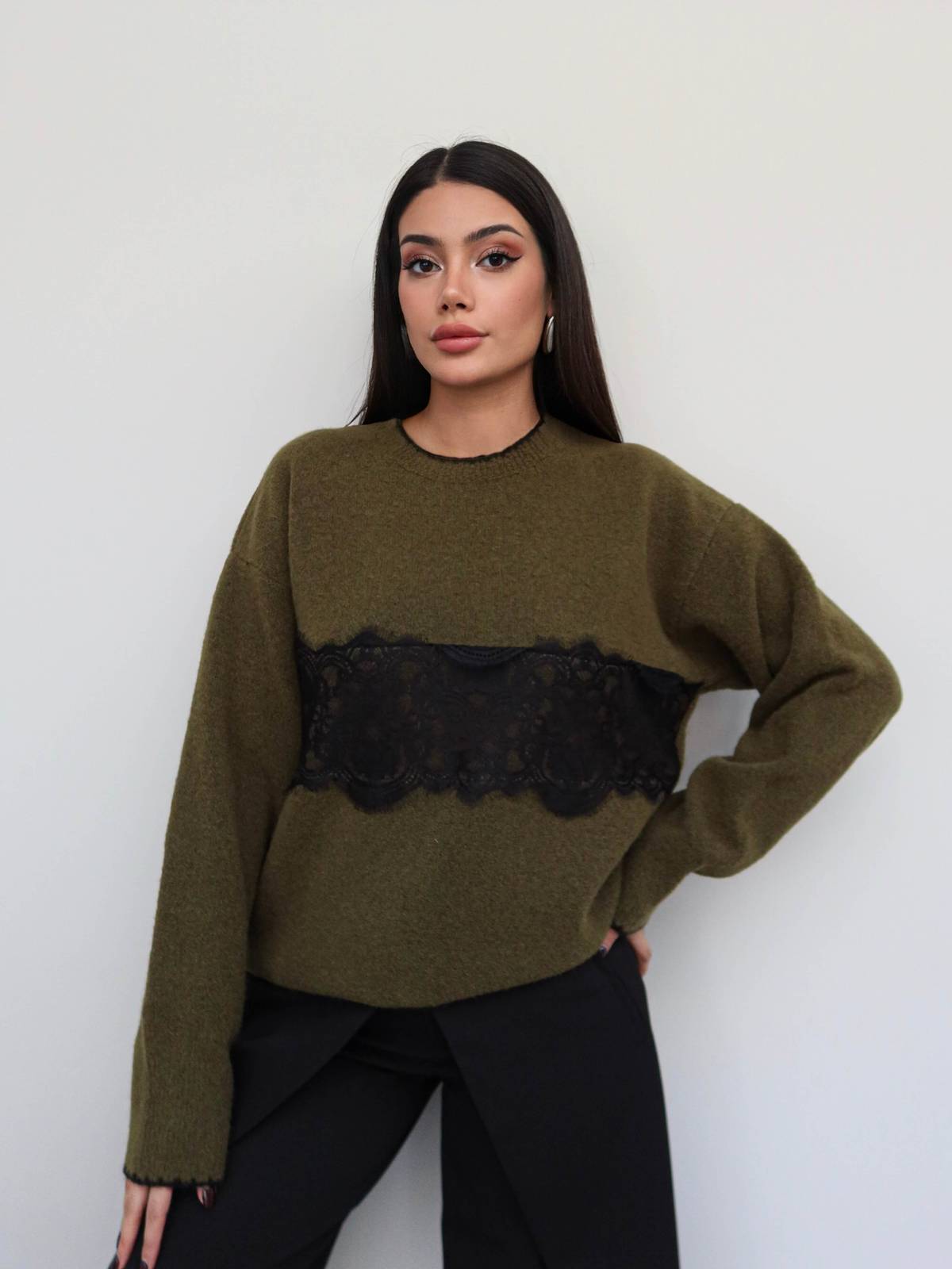 Lace Heart Detail Soft Knit Jumper — photograph 2