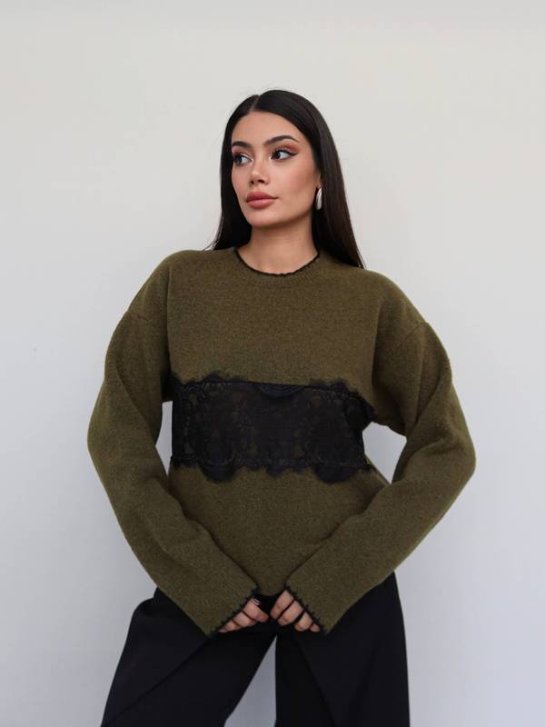 Lace Heart Detail Soft Knit Jumper