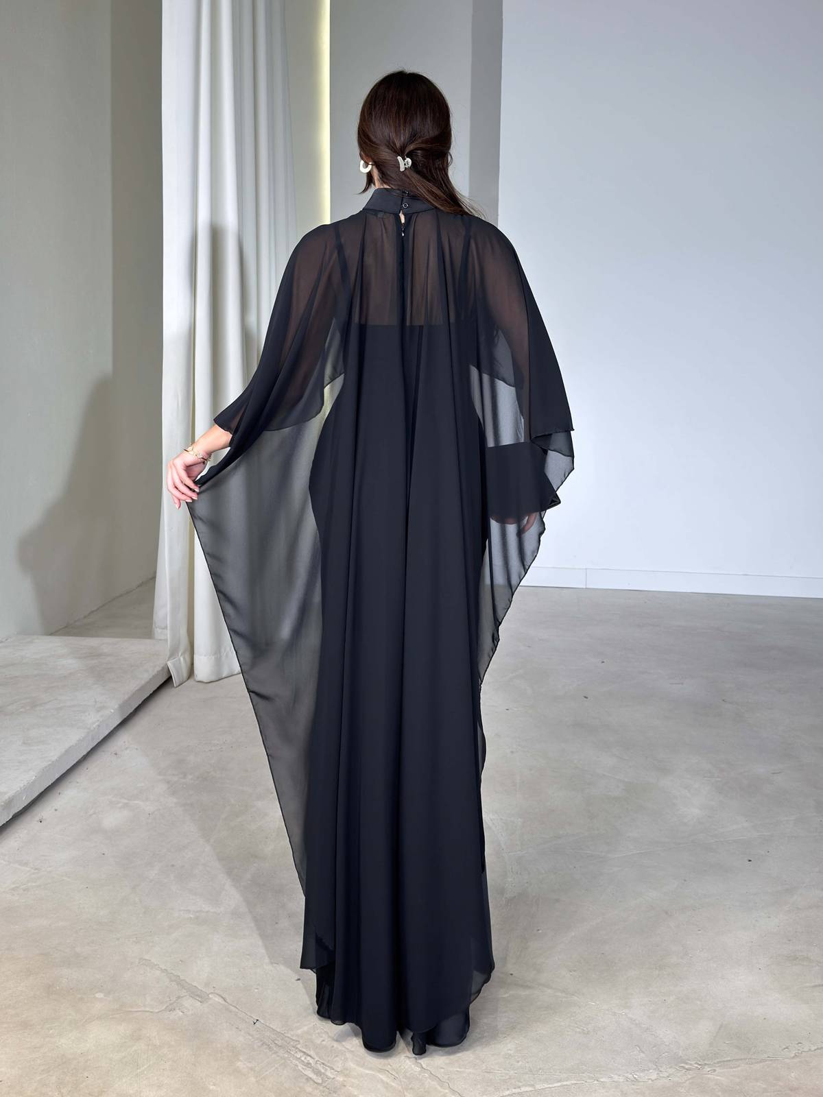 Tulle Cape Satin Strappy Maxi Kalina Dress — photograph 4
