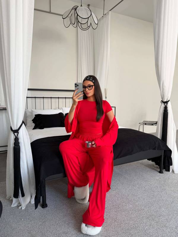 Long Cardigan Relaxed Three Piece Set