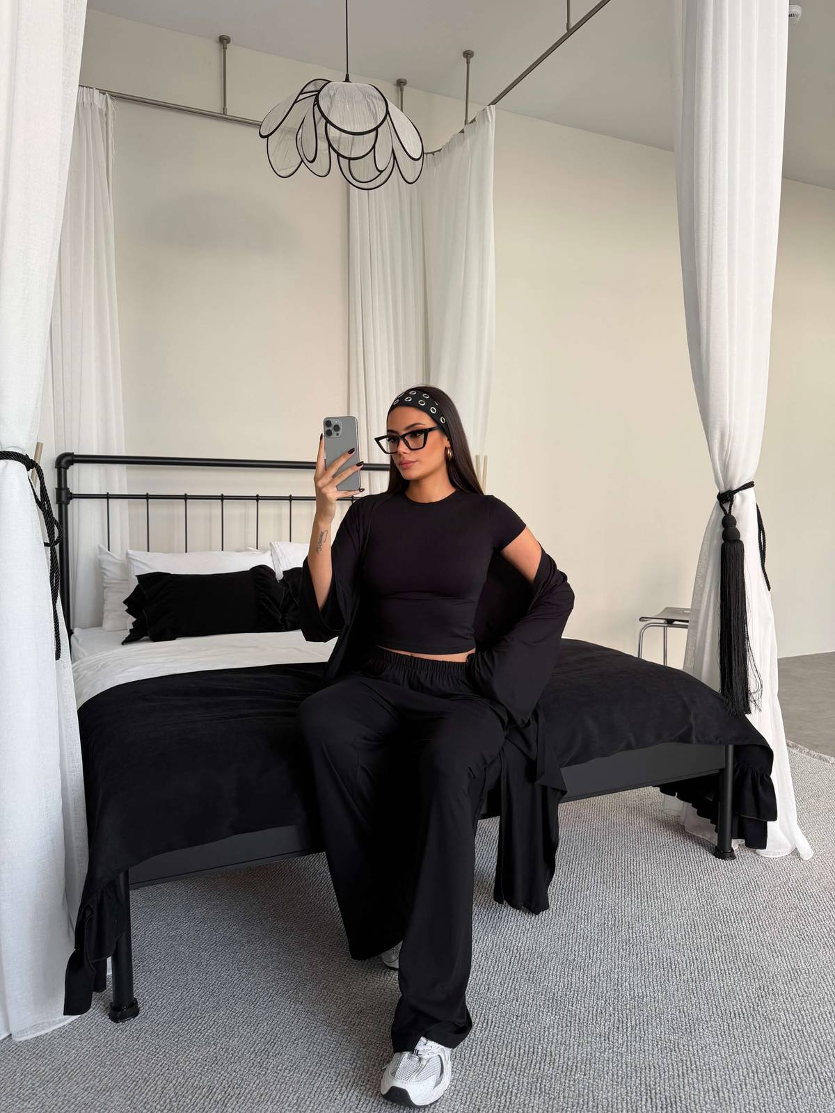 Long Cardigan Relaxed Three Piece Set — photograph 2