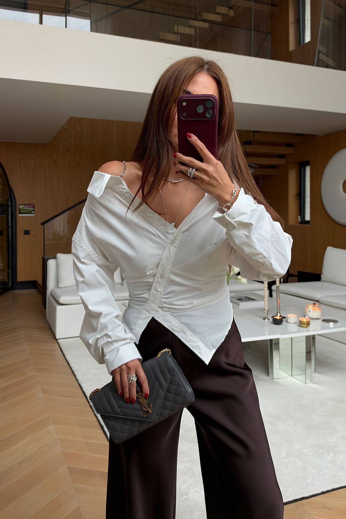 Asymmetric Cut Metal Hardware Shirt