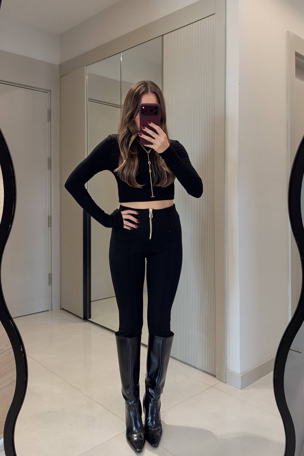 Holly Black Gold Detail Tayt Trousers — photograph 2