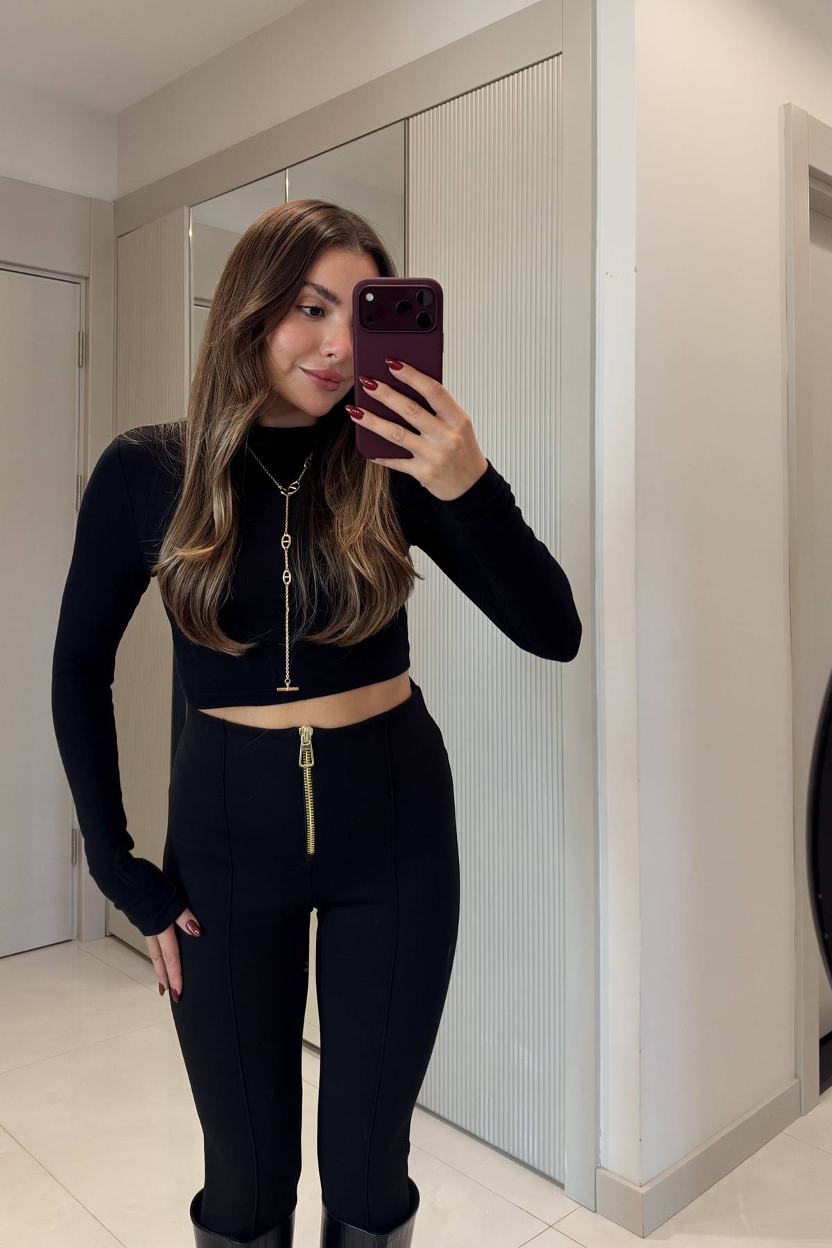 Holly Black Gold Detail Tayt Trousers — photograph 4