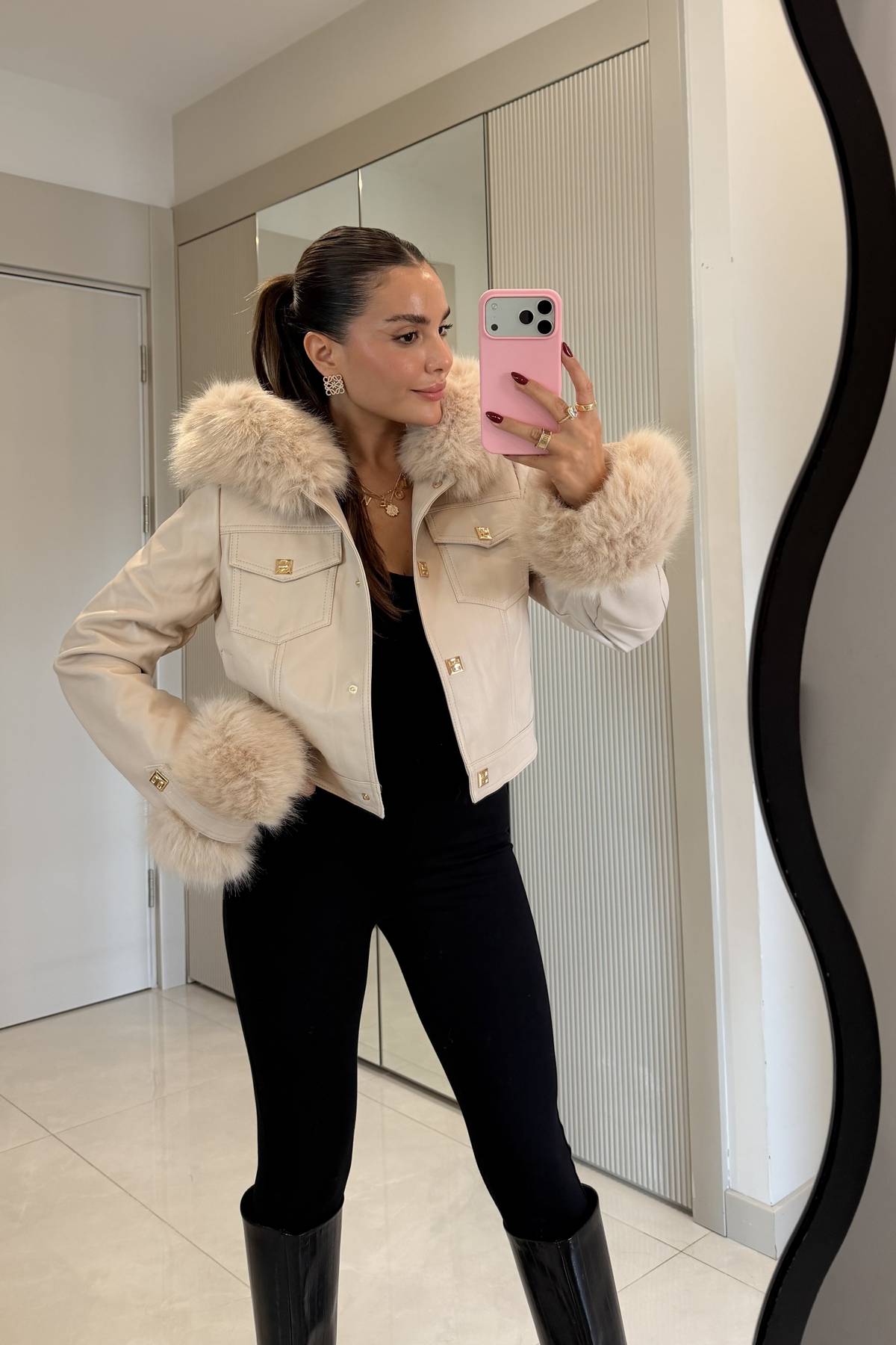 Valeria Fur Lined Premium Leather Coat
