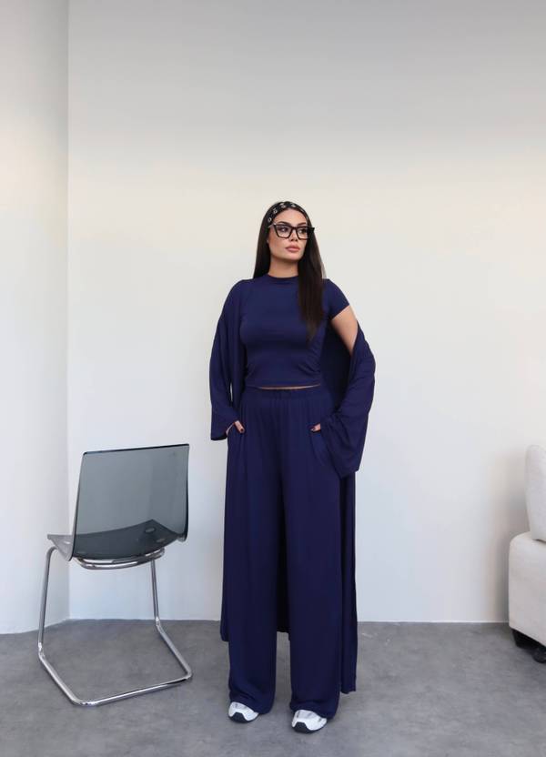 Long Cardigan Relaxed Three Piece Set
