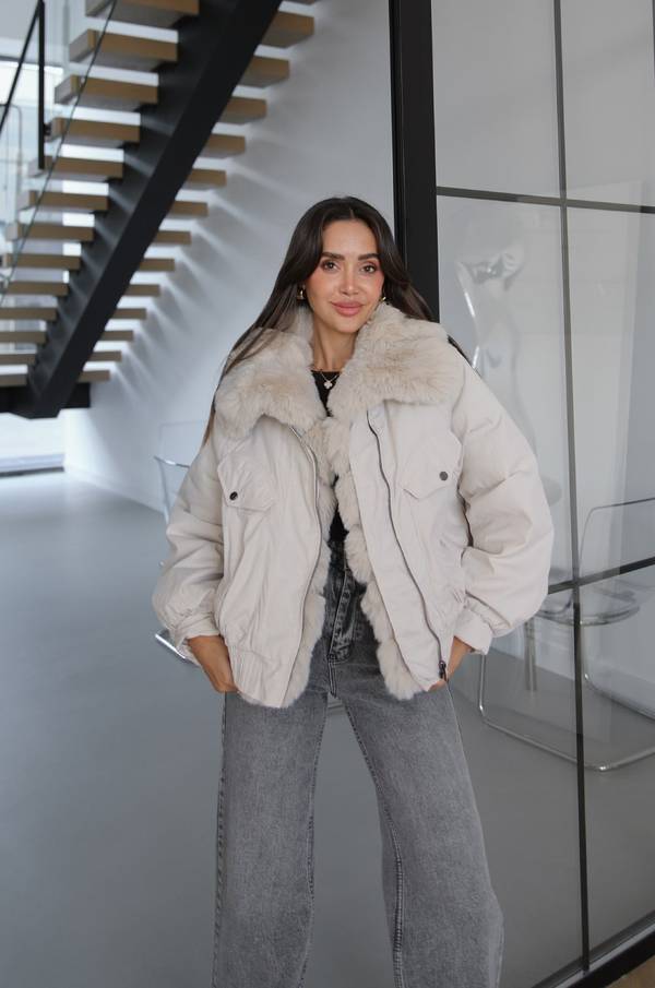 Jota Elasticated Waist Fur Trimmed Coat