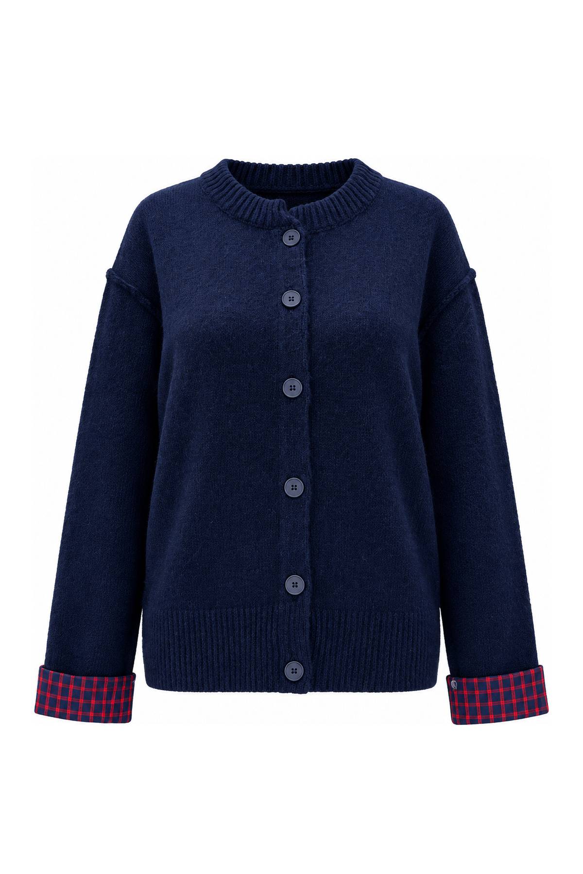 Checked Wool Cardigan — photograph 2