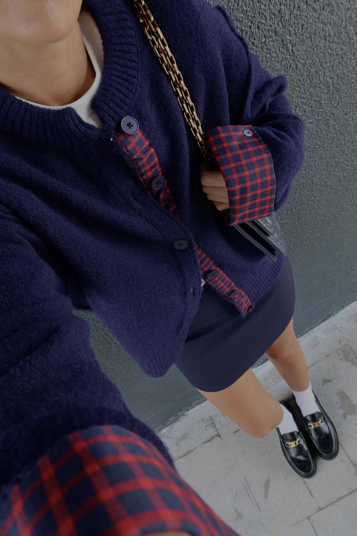 Checked Wool Cardigan — photograph 3