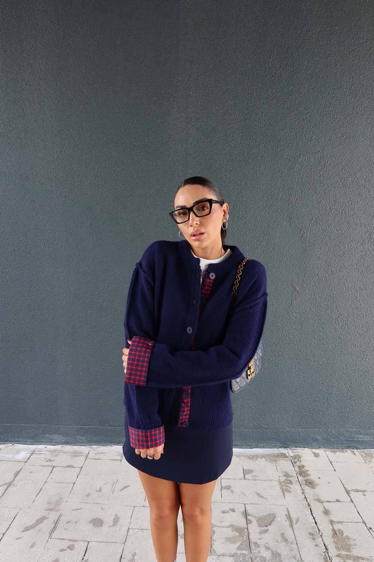 Checked Wool Cardigan — photograph 4
