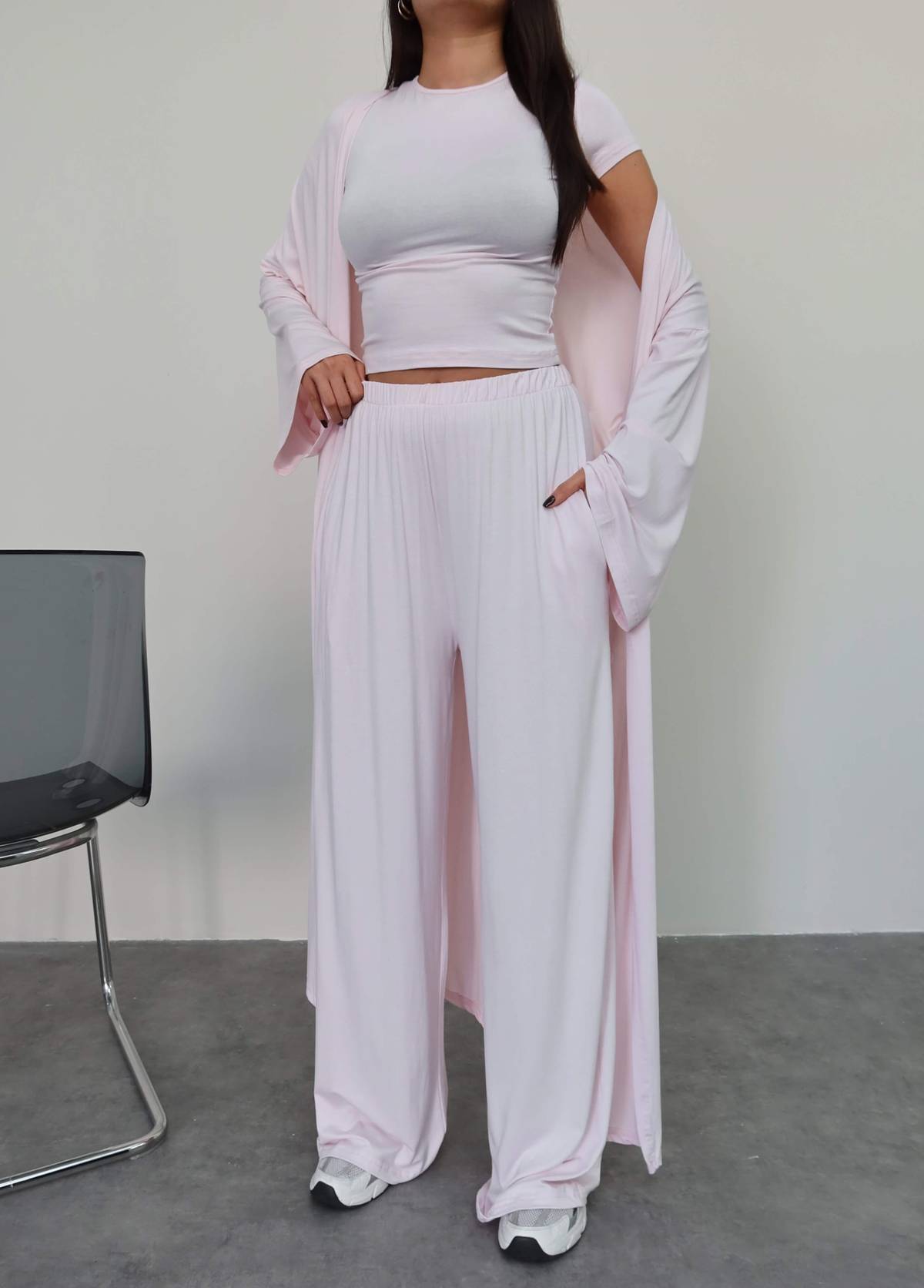 Long Cardigan Relaxed Three Piece Set — photograph 4