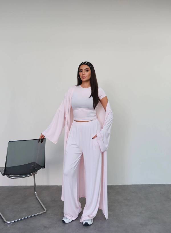 Long Cardigan Relaxed Three Piece Set