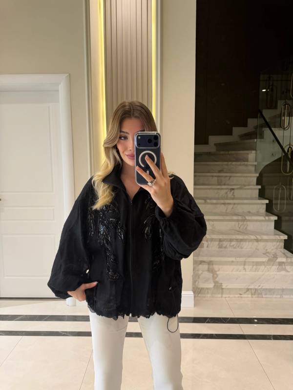 Embroidered Stand Collar Jacket