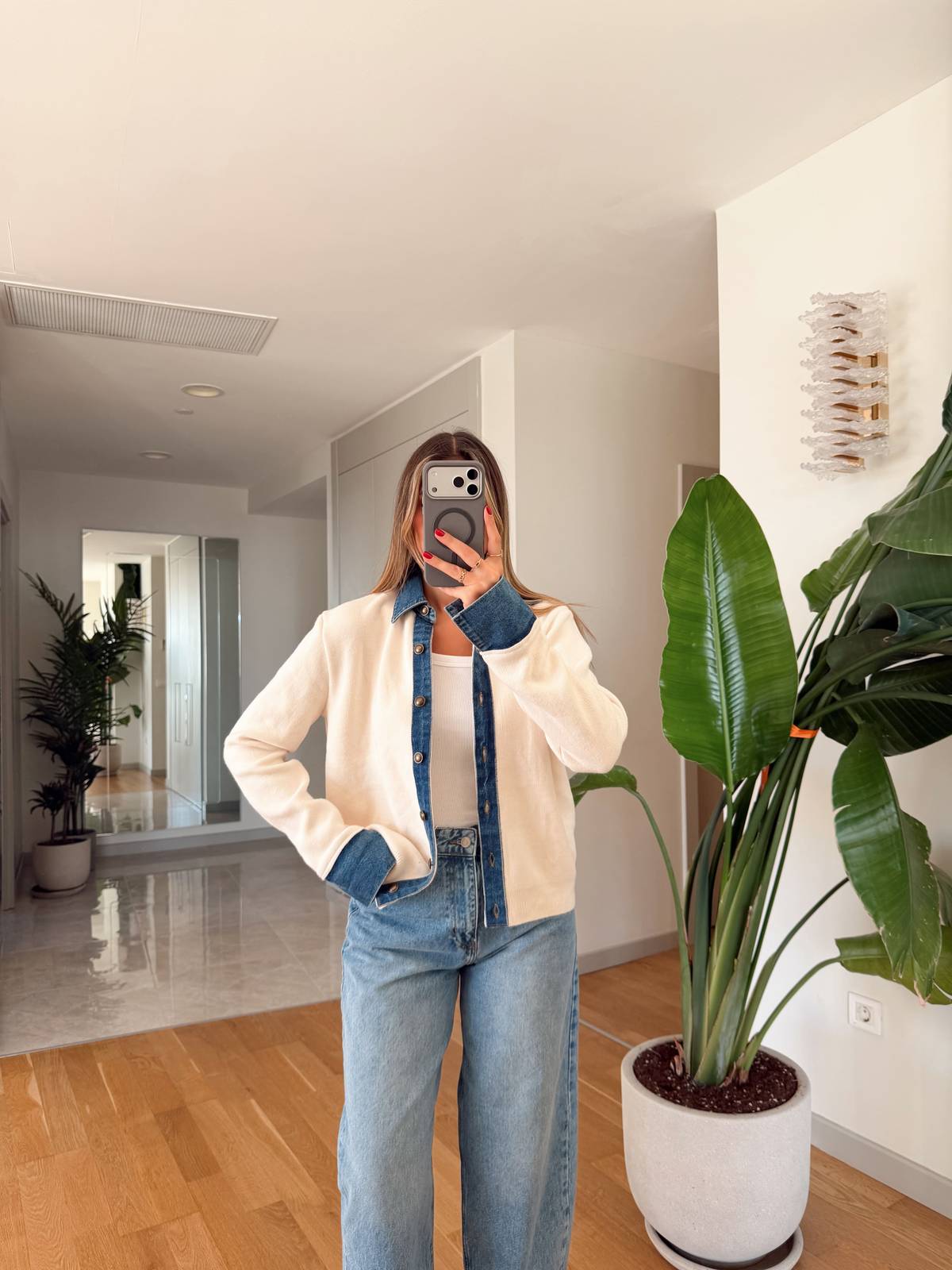 Denim Detail Cardigan
