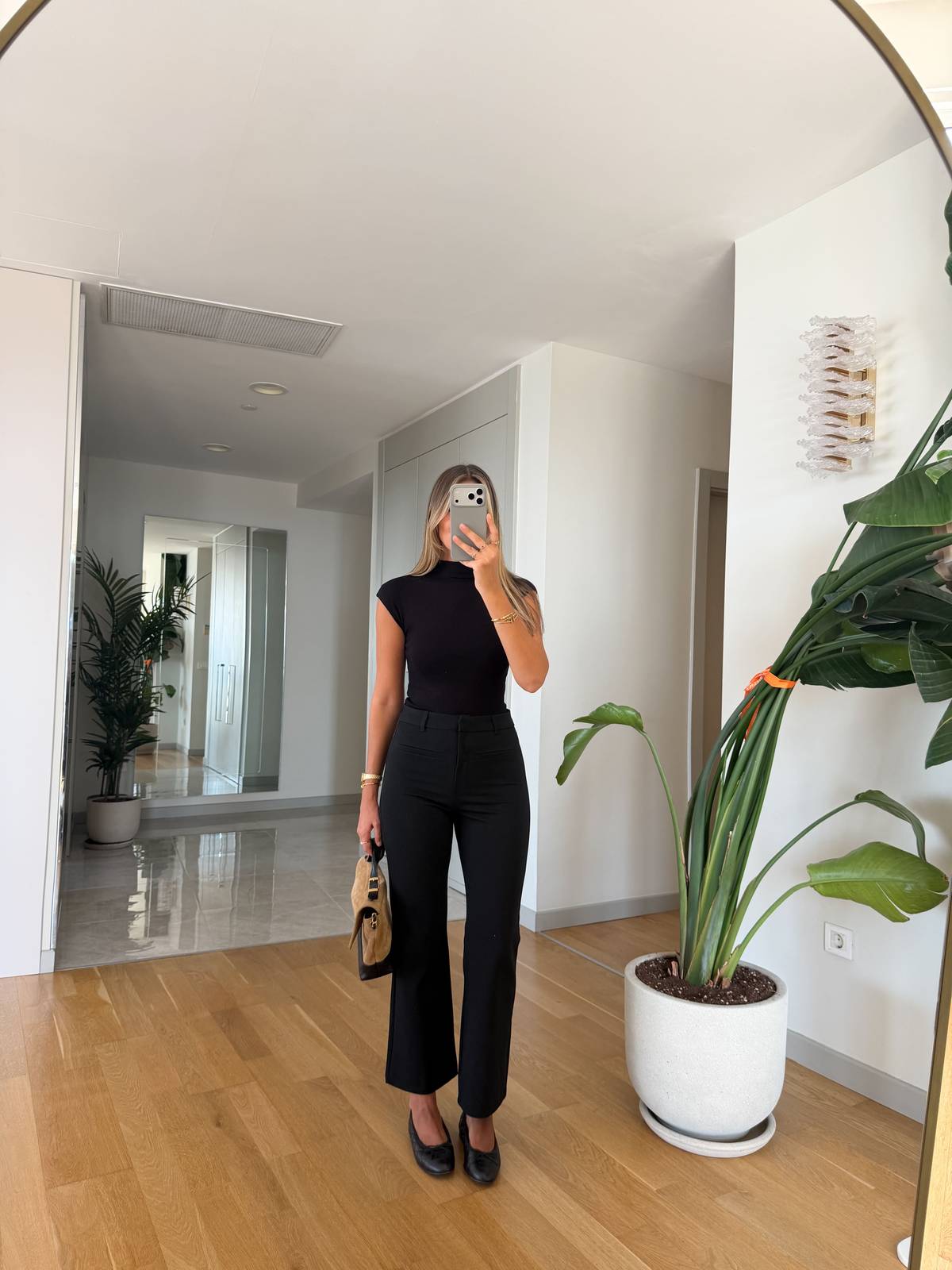 Hidden Pocket Detail Mini Flare Trousers