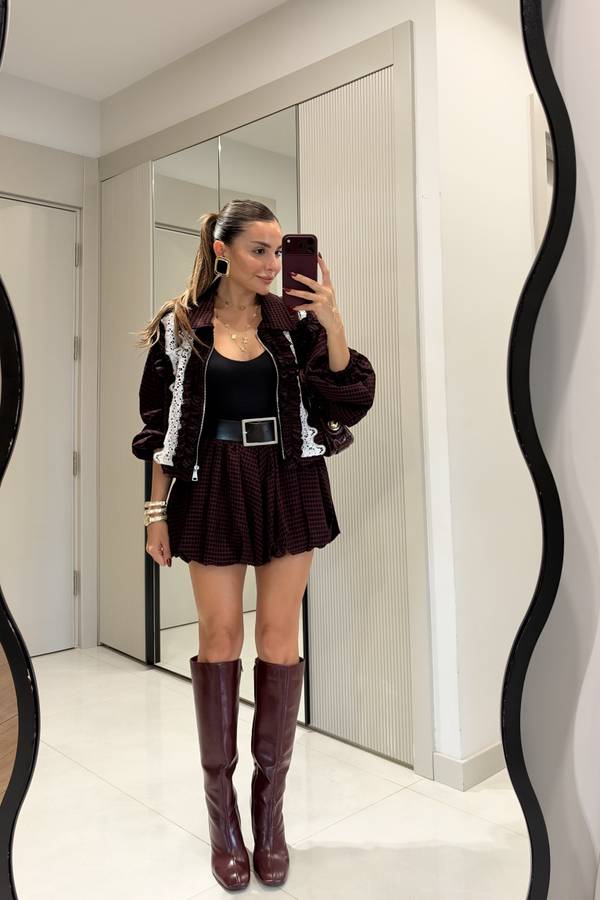 Zavier Plaid Lace Detail Set