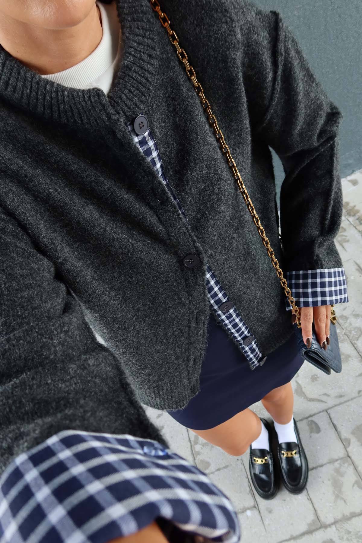 Checked Wool Cardigan — photograph 2