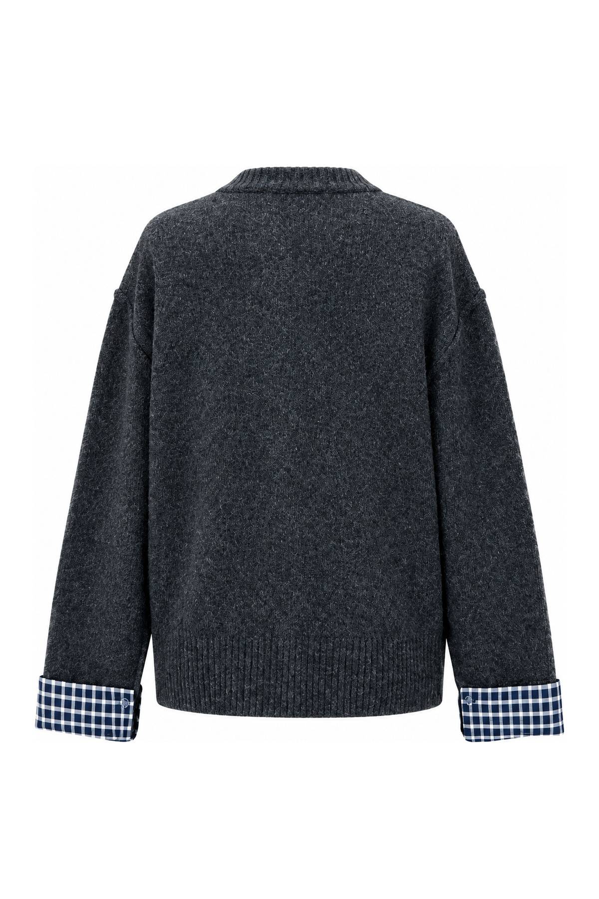 Checked Wool Cardigan — photograph 4