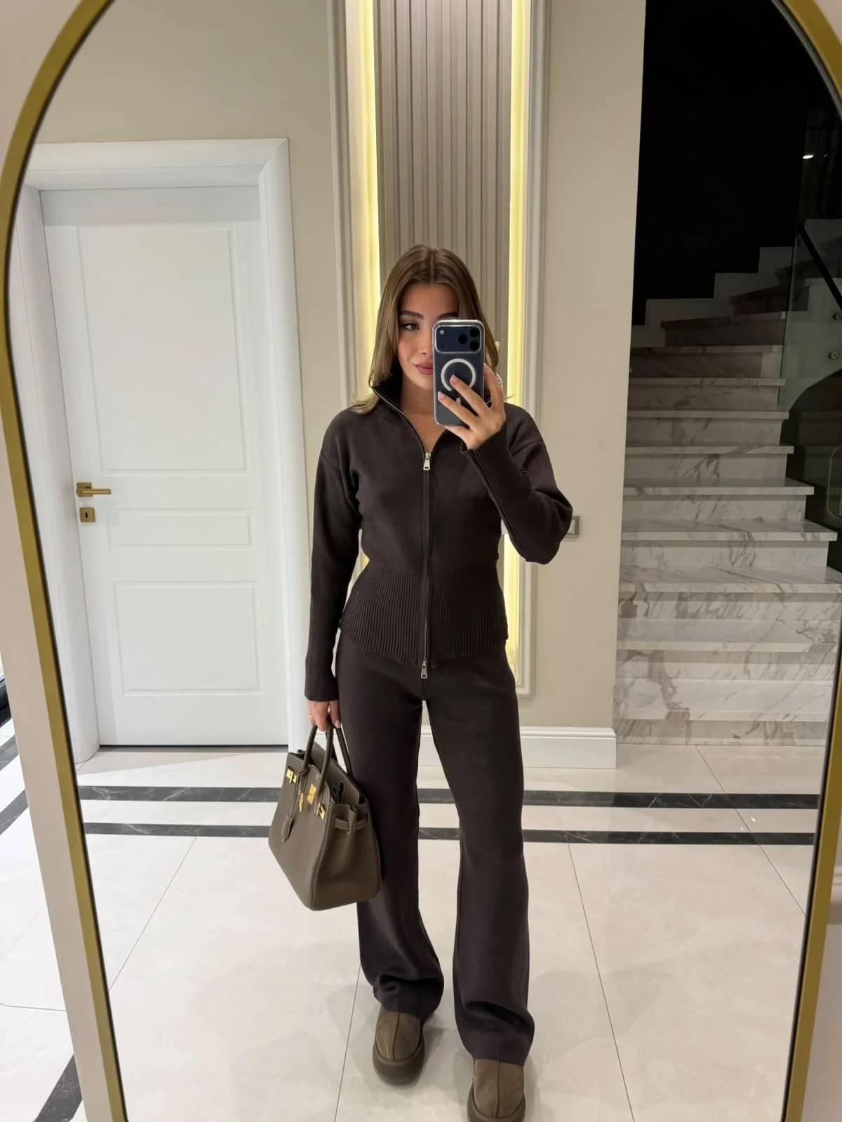 Zip Two Piece Knit Set Order Ships — photograph 3