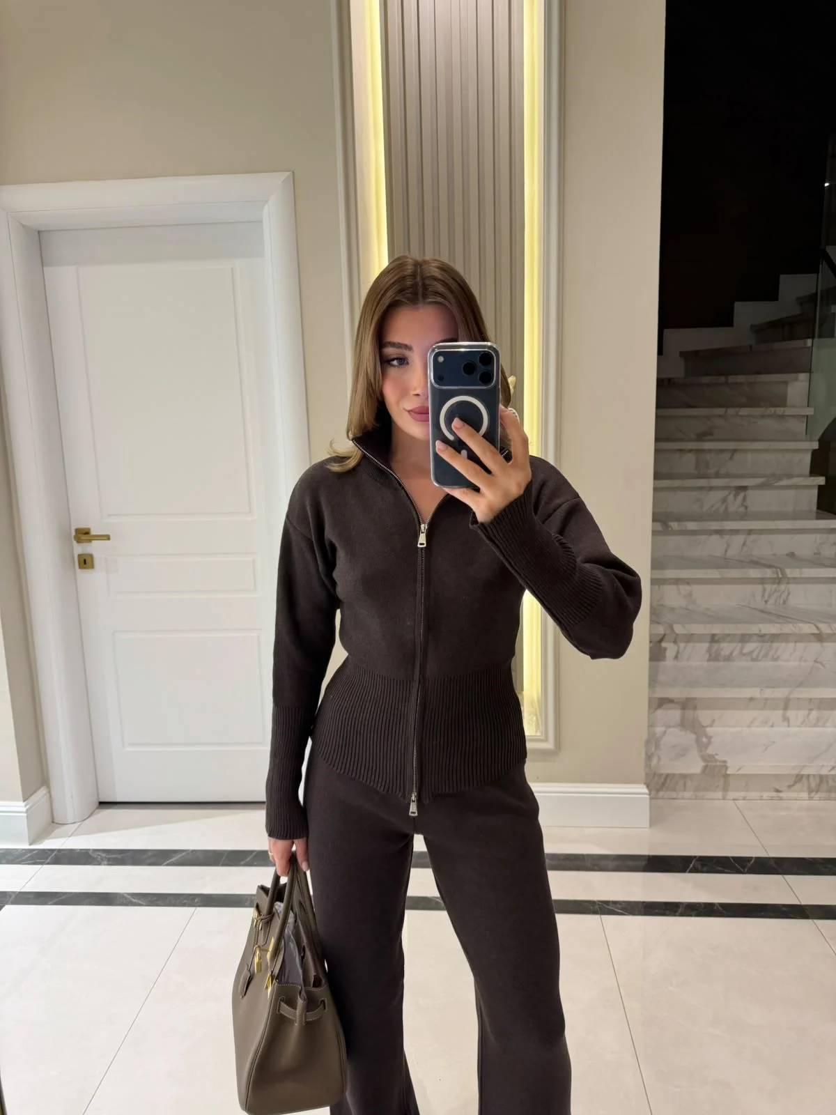 Zip Two Piece Knit Set Order Ships — photograph 1