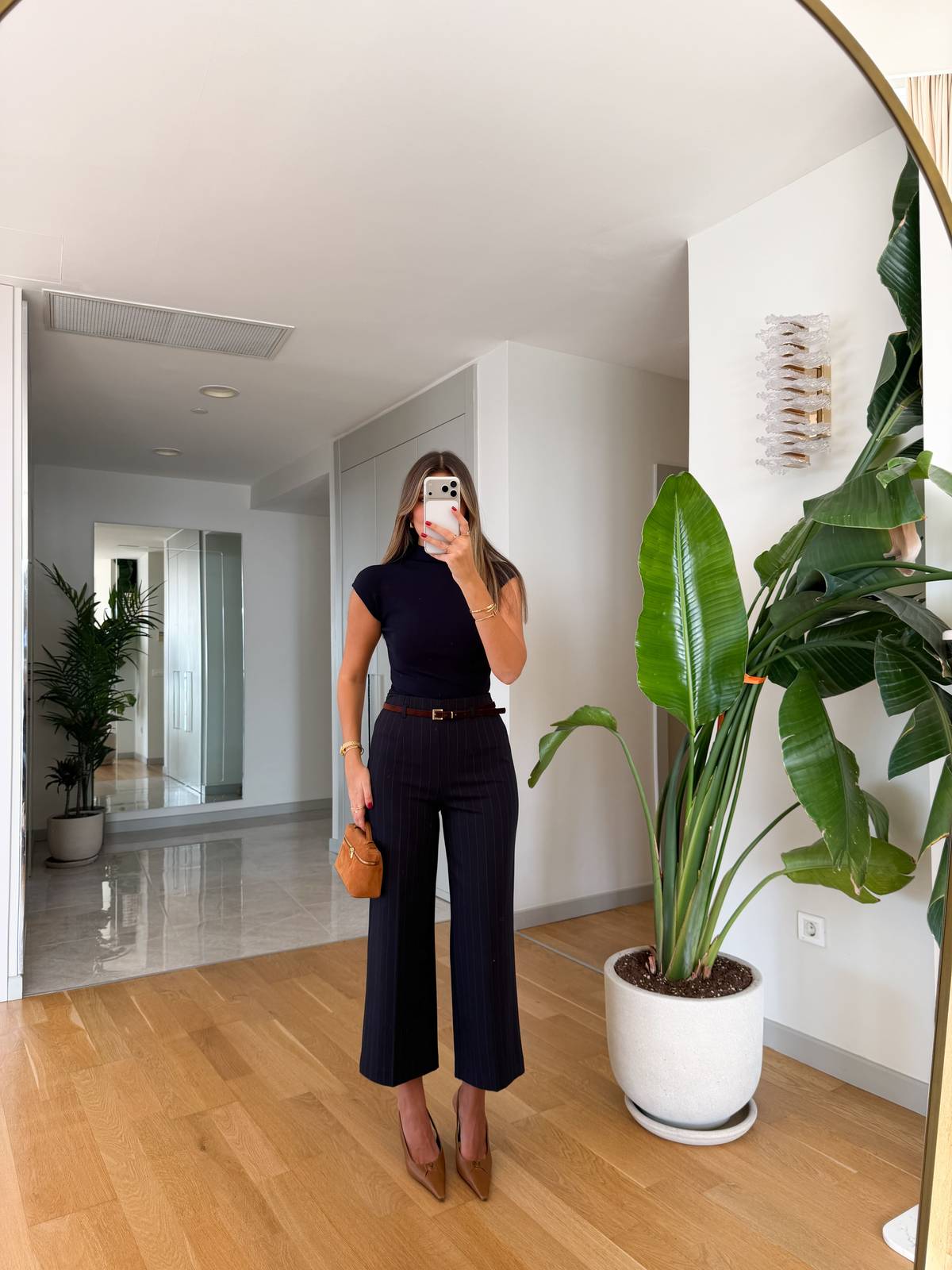 Striped Belted Trousers
