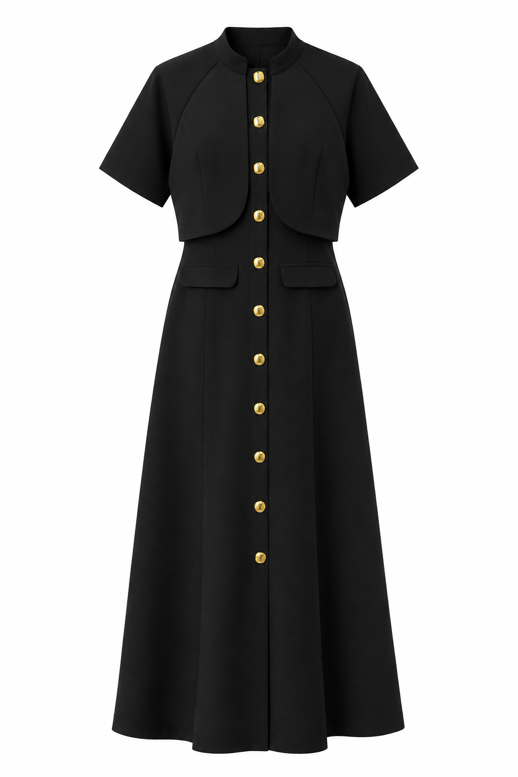 Black Gold Button Dress — photograph 2