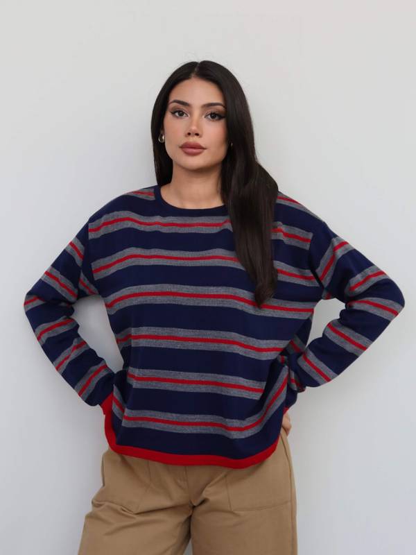 Crew Neck Oversized Knit Blouse
