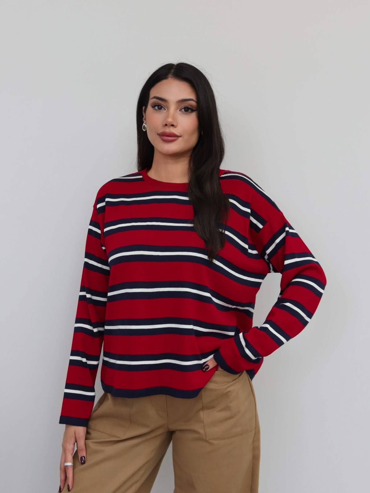 Crew Neck Oversized Knit Blouse