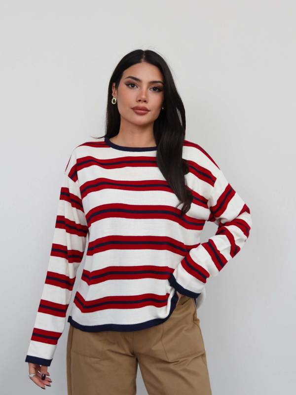 Crew Neck Oversized Knit Blouse
