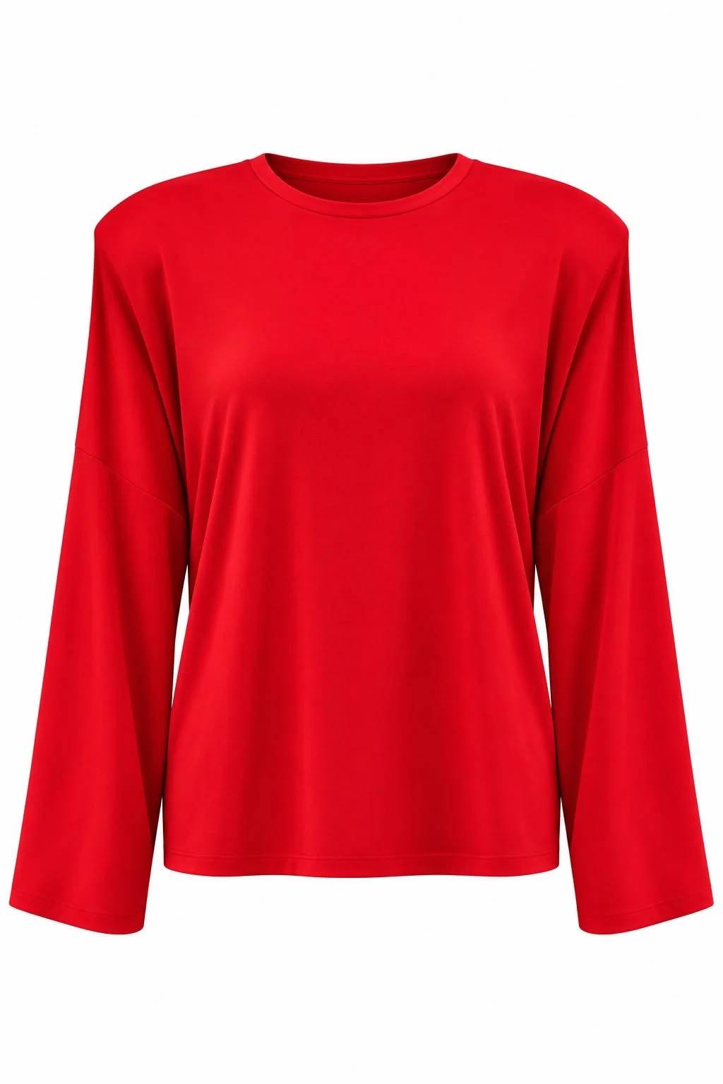 Shoulder Padded Long Sleeve Basic Top
