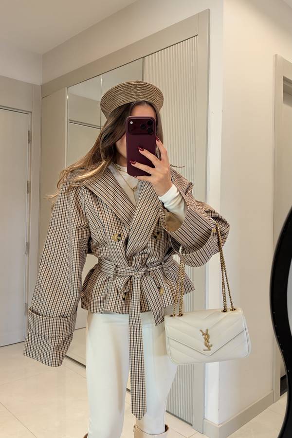 Wilkes Check Pattern Belted Trench Coat