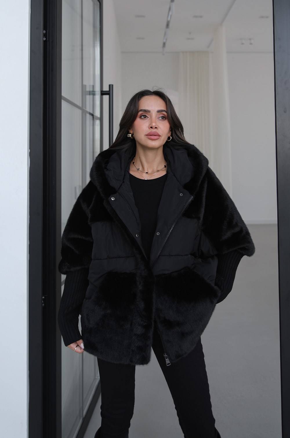 Fur Panel Detail Coat