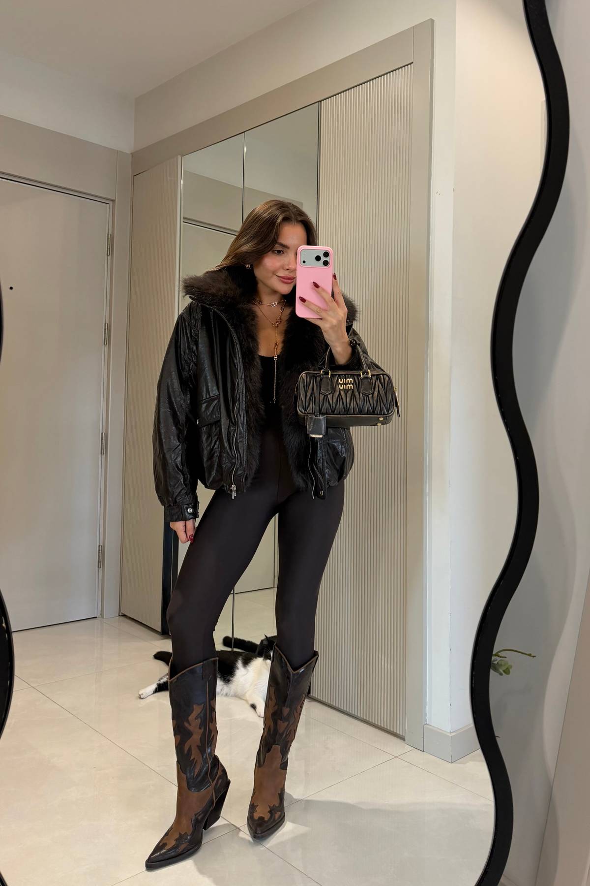 Sorena Brown Shiny Leather Ithal Jacket — photograph 2