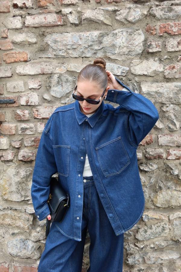 Two Pocket Concealed Snap Button Stitch Detail Jacket