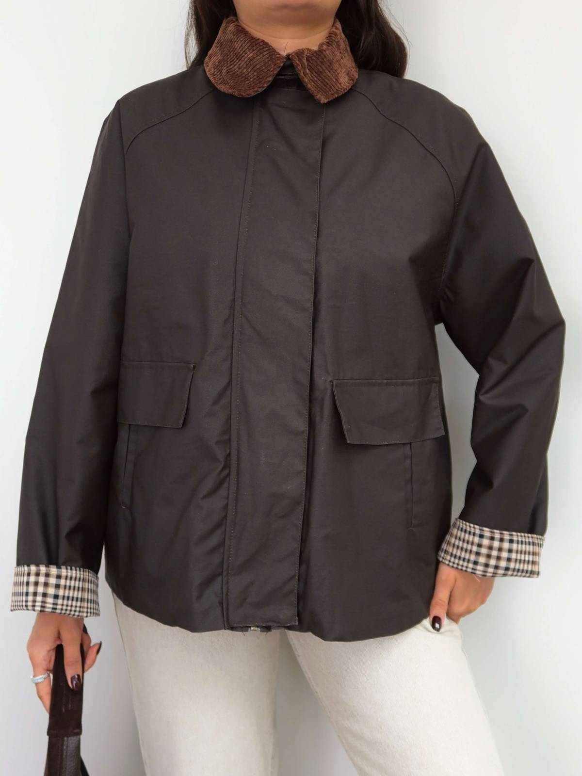 Velvet Collar Check Detail Jacket — photograph 3
