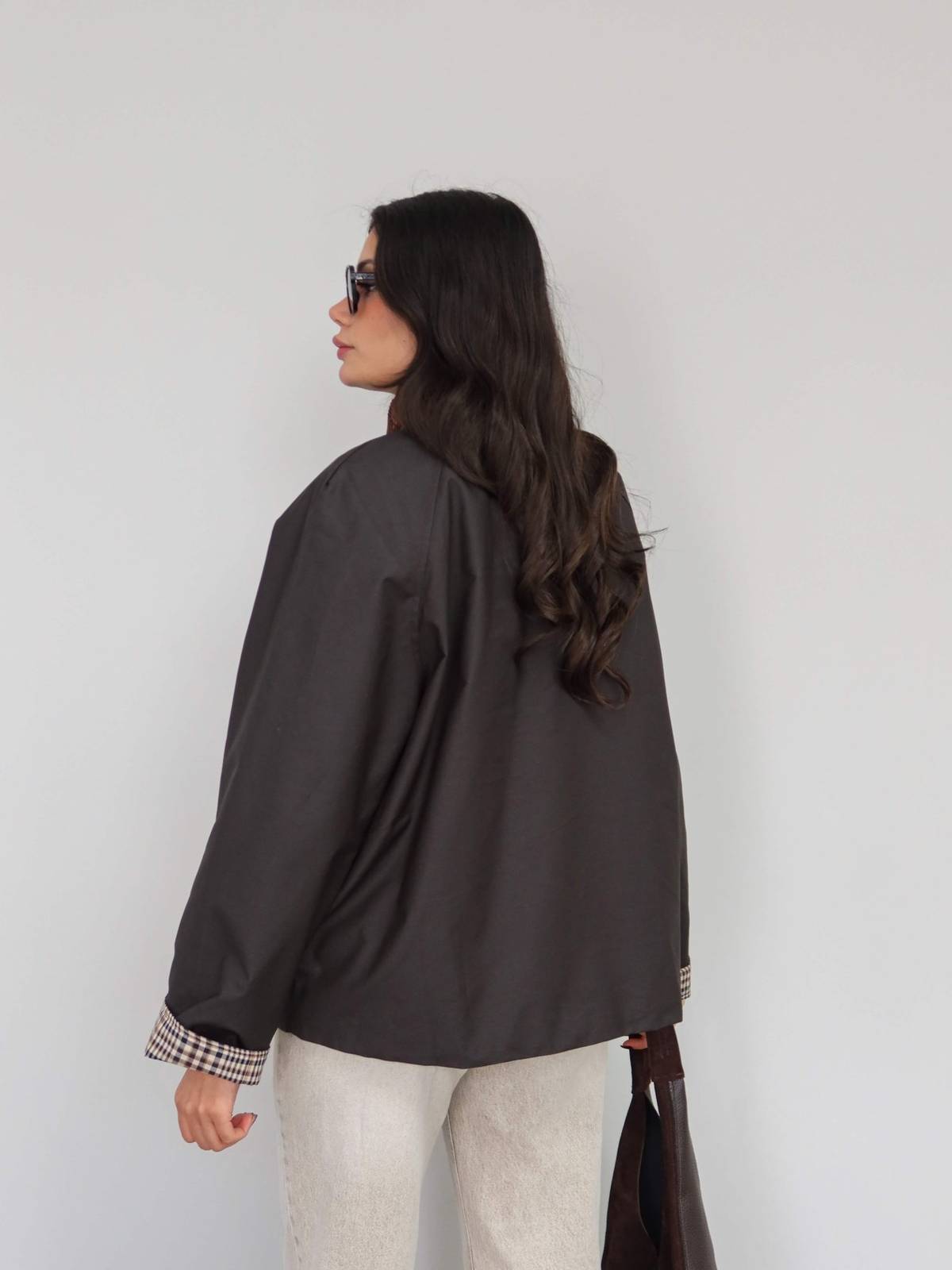 Velvet Collar Check Detail Jacket — photograph 5