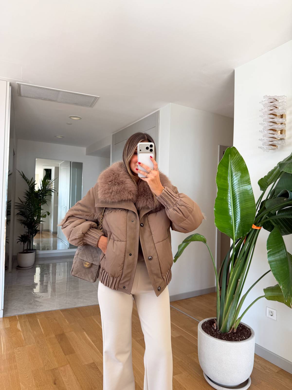 Fur And Nubuck Detail Coat