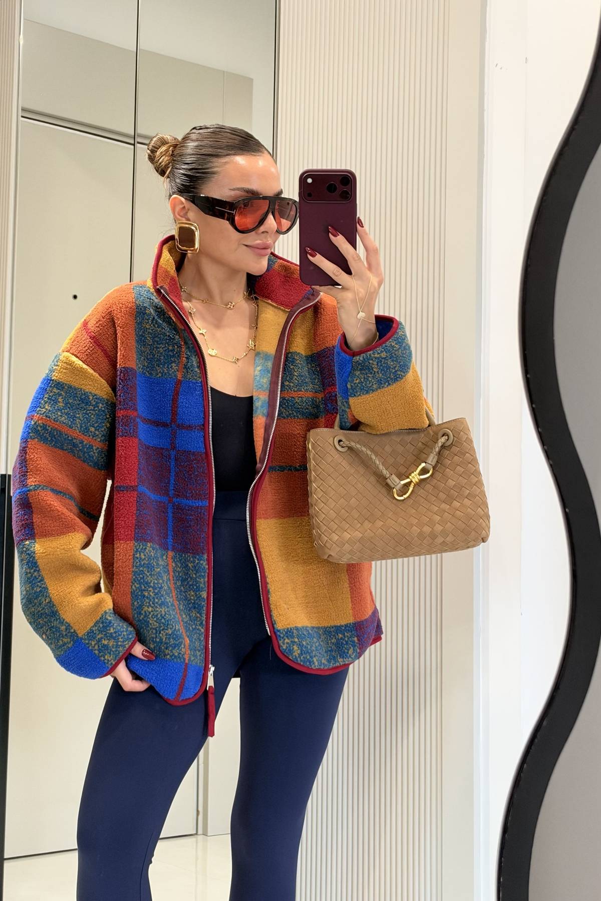 Presy Multicoloured Patterned Teddy Zip Sweat — photograph 4