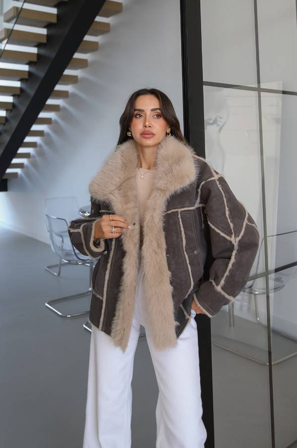 Fur Lined And Collar Leather Coat