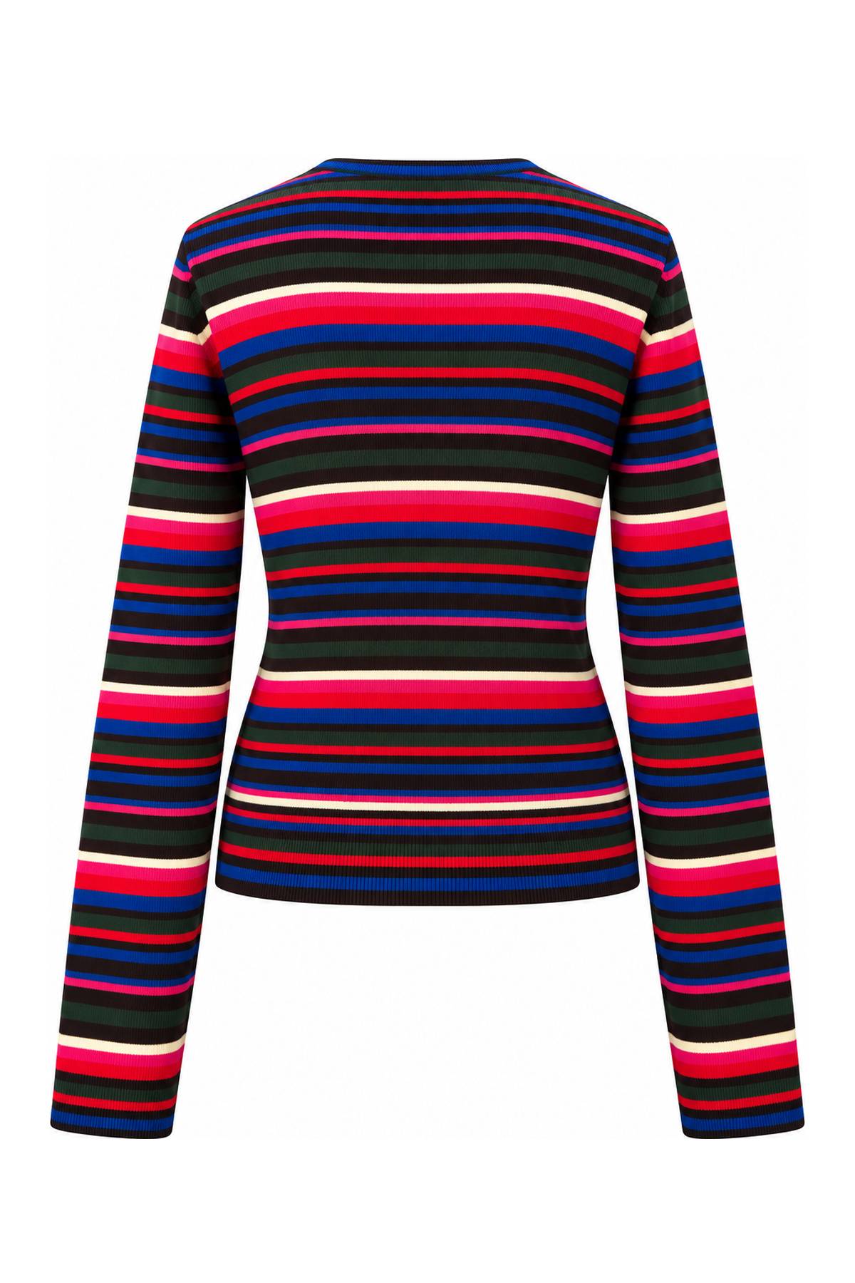 Crew Neck Multicoloured Striped Cardigan — photograph 4