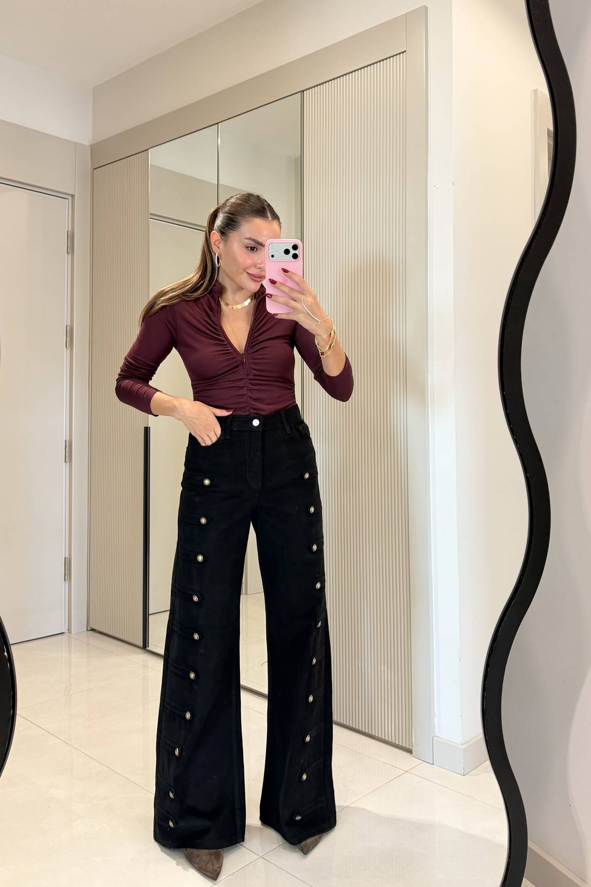 Evelyn Epaulette Palazzo Trousers