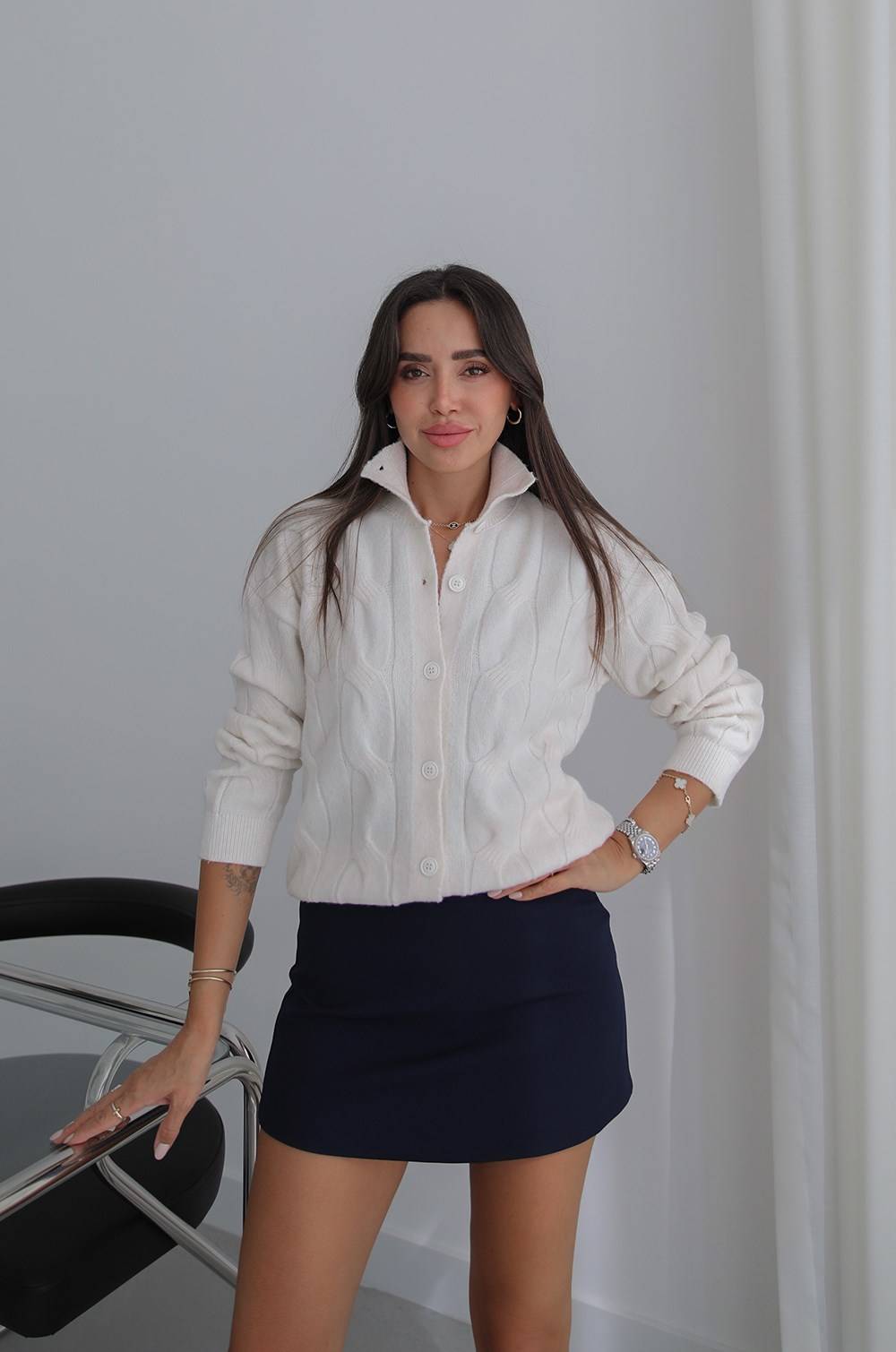 Ribbed Cable Knit Cardigan