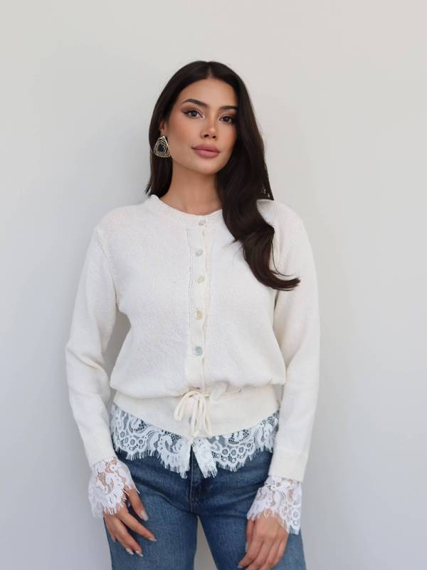 Lace Detail Knit Cardigan