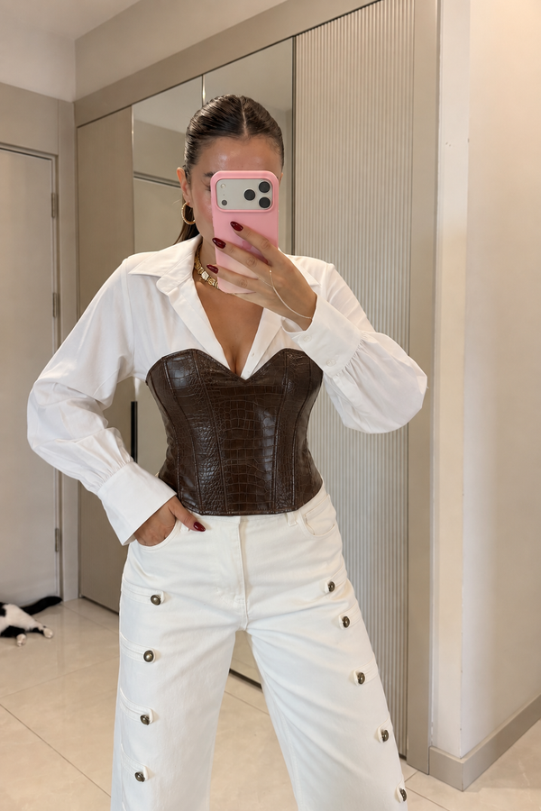 Ahelia Crocodile Leather Bustier