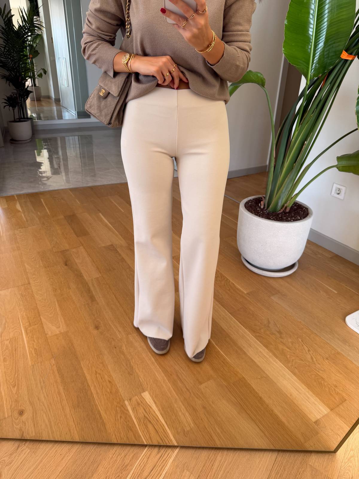 Elastik Flare Trousers Ecru — photograph 2