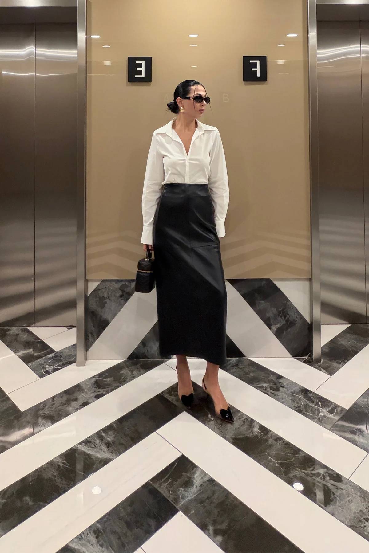 Leather Pencil Midi Skirt — photograph 4