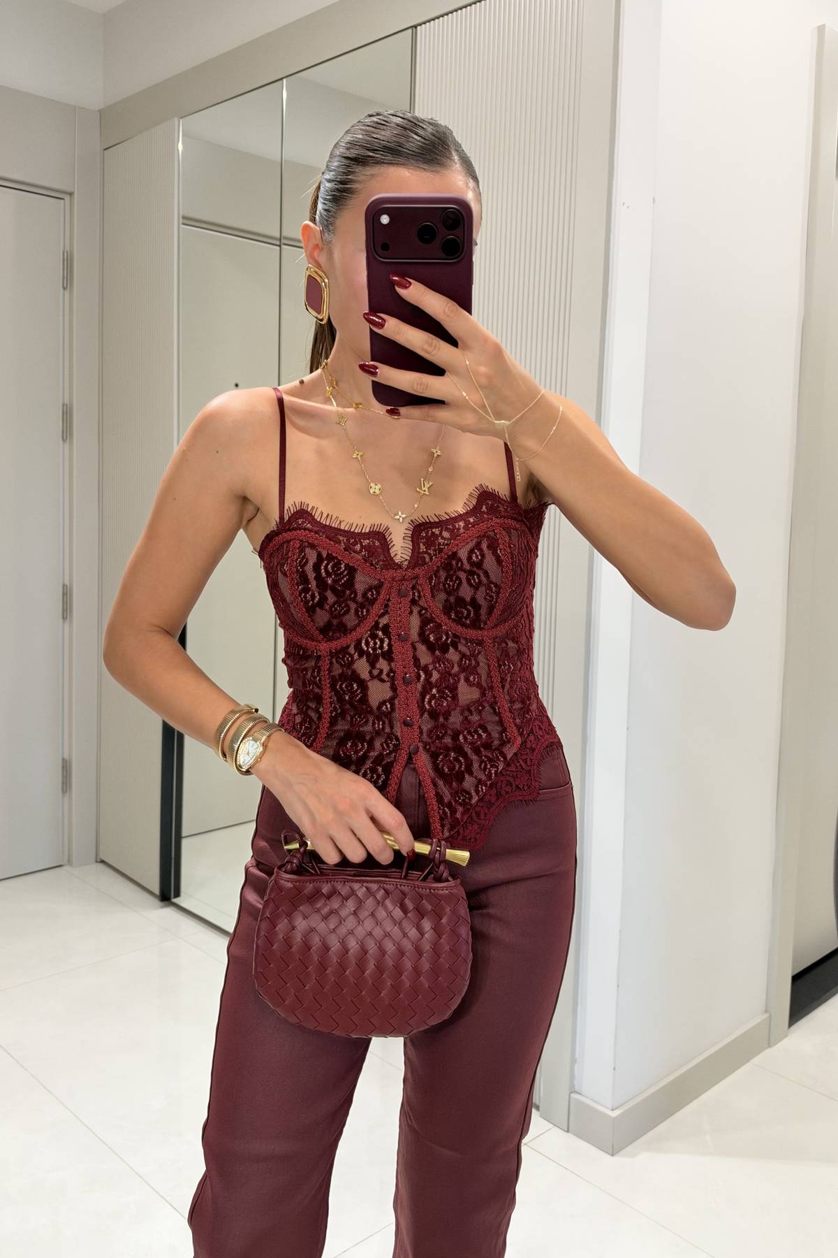 Jolanka Burgundy Lace Ithal Corset Bustier — photograph 2