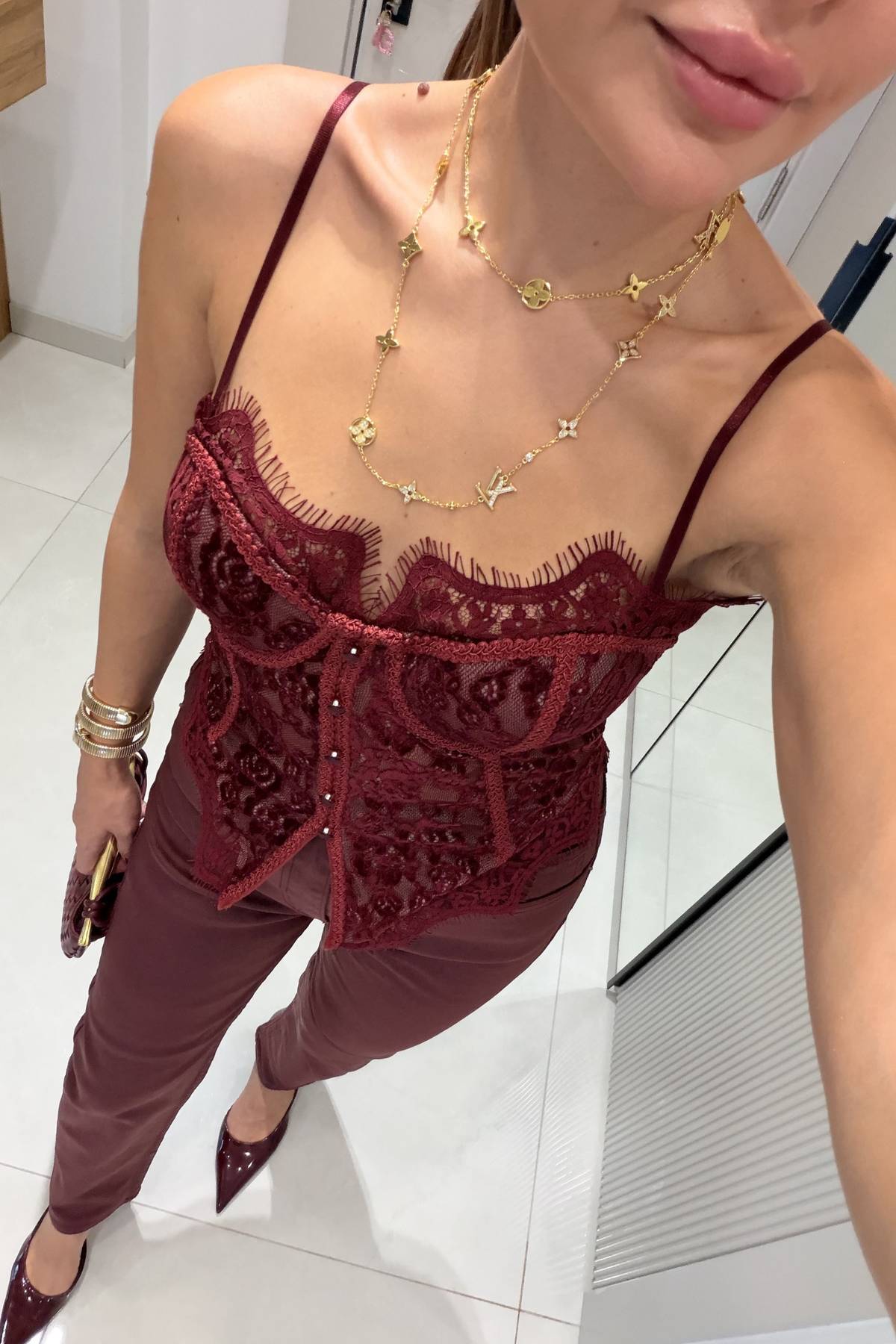 Jolanka Burgundy Lace Ithal Corset Bustier — photograph 4